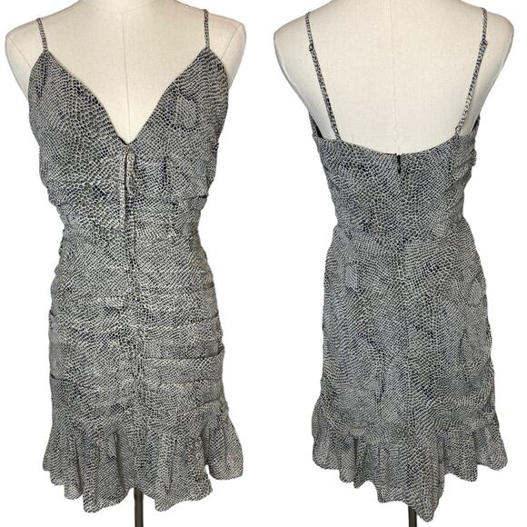 The East Order Thomsene Ruched Mini Dress Snake Print Olive size Small - Picture 2 of 7